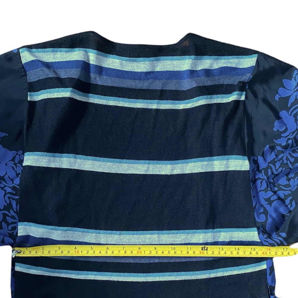 Burning Torch Circle Silk Cashmere Wrap Maxi Dress Kimono Sleeve Blue Floral - Picture 9 of 10